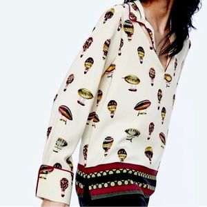 Zara Hot Air Balloon Print Blouse Sz. Medium *BLOGGER FAVOURITE*